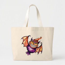 De lachende vleermuis grote tote bag