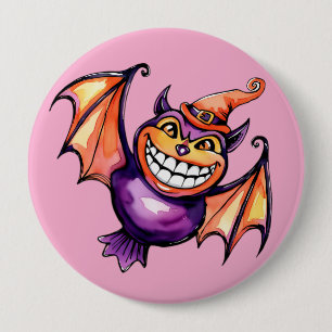 De lachende vleermuis ronde button 4,0 cm