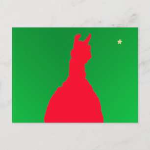 De Lama van Kerstmis: Lama in Rood Groen w - Ster Feestdagenkaart