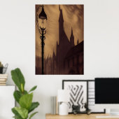 De lamppost in de stad | AI Art Poster (Thuiskantoor)