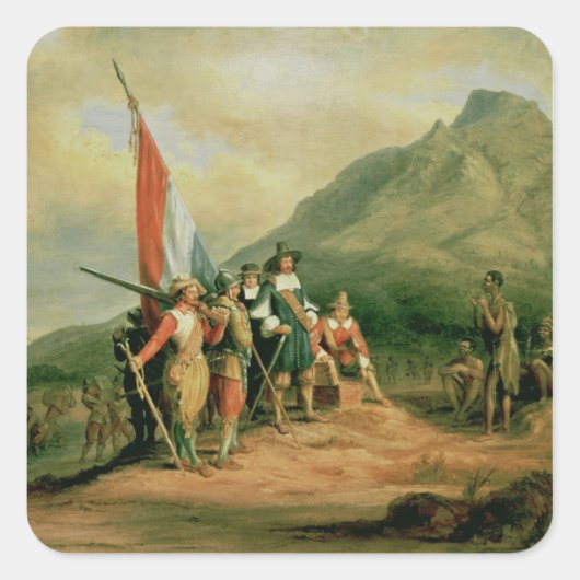 De landing van Jan van Riebeeck Vierkante Sticker (Voorkant)