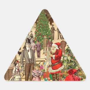 De lange lijst van de kerstman driehoek sticker