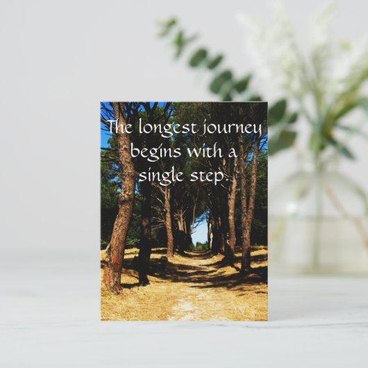 De langste reis begint met één enkele stap briefkaart (Staand voorkant)