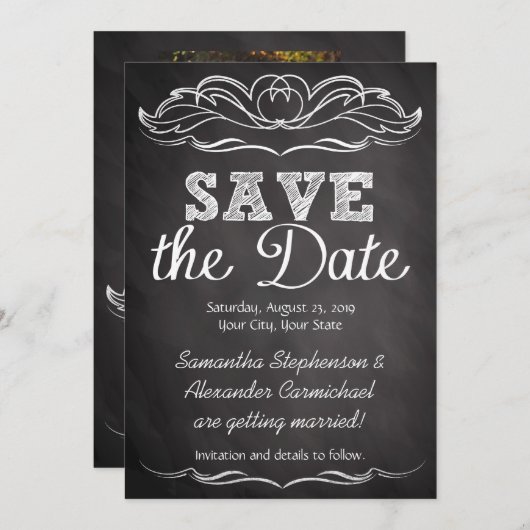 De late Chalkboard sparen de Datum Save The Date (Voorkant / Achterkant)