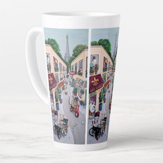 De latte cup van het Paris Café Latte Mok (Linkerhoek)