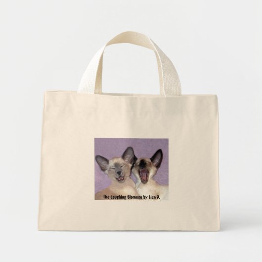 De Laughing Siamese blauwe gestreepte canvas tas v (Voorkant)