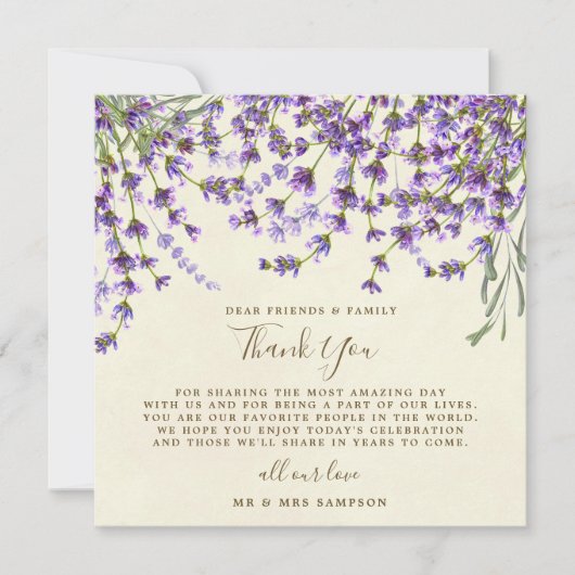 de lavender bruiloft bedankt voor de ontvangstkaar kaart (Voorkant)