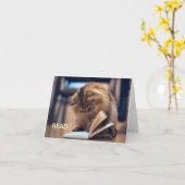 De leergierige Cat Note Kaart (Gele Bloem)