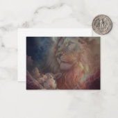 De leeuw en het lam Wenskaart Notitiekaartje (Voorkant / Achterkant in situ)