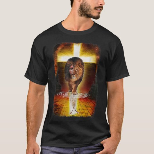De leeuw en het lammetje Jezus Christus kruis Chri T-shirt (Voorkant)
