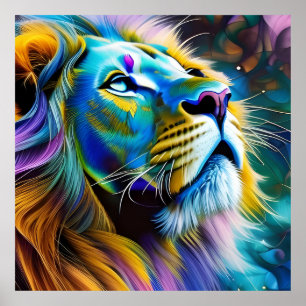 De leeuw, koning van alle katten poster