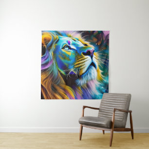 De leeuw, koning van alle katten wandkleed