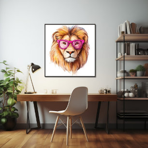 De leeuw met roze bril Poster