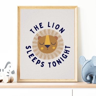De Leeuw Slaapt Safari Kunstprint Kinderkamer Ku Poster