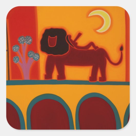 De leeuw van de Fulham Broadway 2008 Vierkante Sticker (Voorkant)