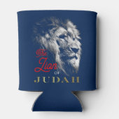 De leeuw van de Judah Navy Blue Red Gold Christeli Blikjeskoeler (Achterkant)