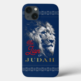 De leeuw van de Judah Navy Blue Red Gold Christeli iPhone 13 Hoesje