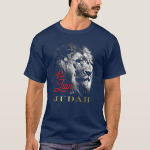 De leeuw van de Judah Navy Blue Red Gold Christeli T-shirt