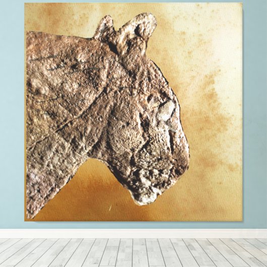 De leeuw van het Combarelles Canvas van Les (Insitu (Houten vloer))