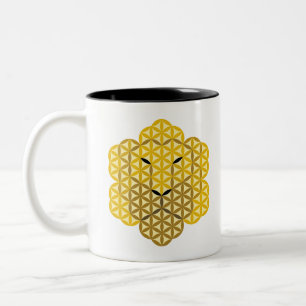 De leeuw van het leven - Alfa Male-02, Sacred Anim Tweekleurige Koffiemok