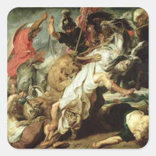 De Leeuwenjacht, 1621 Vierkante Sticker
