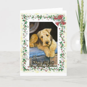 De Lege Kerstkaart van de Hond van Airedale Feestdagen Kaart