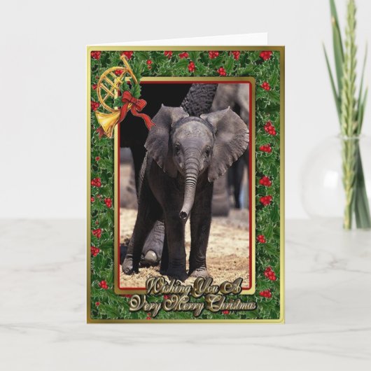 De Lege Kerstkaart van de olifant Feestdagen Kaart (Voorkant)