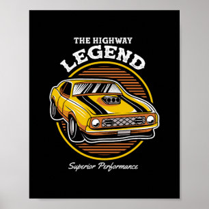De Legendarische Snelweg Spierkracht Auto Retro De Poster