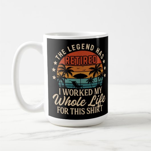 De legende heeft een grappig retro-ontwerp koffiemok (Links)