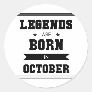 De legende is geboren in oktober ronde sticker