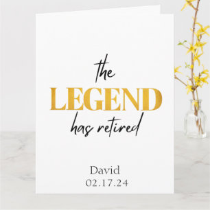 De legende is met pensioen, zwart en goud kaart