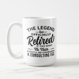 De legende is officieel met pensioen Gegraneerde p Koffiemok