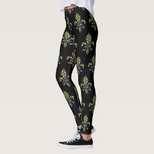 De Leggings Mardi Gras Carnival Black vieren