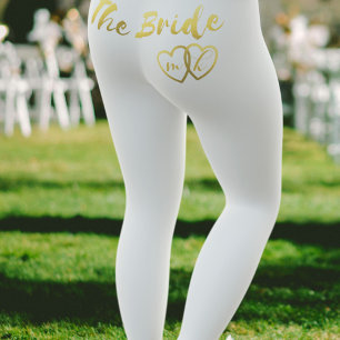 De Leggings van de Bride Gold Hearts Monogram Wedd