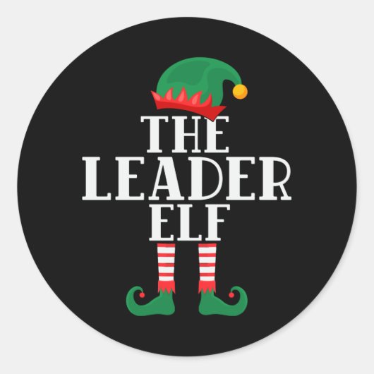 De leider Elf Funny Kerstmis Ronde Sticker (Voorkant)
