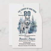 De leider van onze roedel Wolf 80ste verjaardagsfe Kaart (Voorkant)