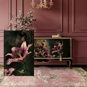De lelie, mauve & sombere groene fantasie bloem tissuepapier