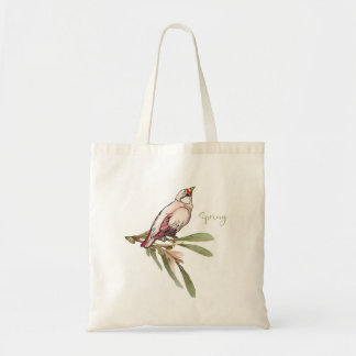 De lente bloeit vogels. Sneeuwdruppels. Tote Bag