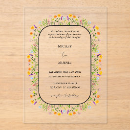 De lente bloemenelegante bruiloft acryl uitnodigingen