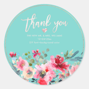 De lente Flowers Thank You DIY Bckgrnd Ronde Sticker