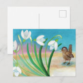 De lente komt eraan - Wren bird & snowdrops Briefkaart (Voorkant / Achterkant)