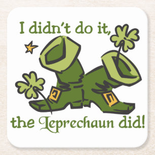 De Leprechaun Vierkante Kartonnen Onderzetter