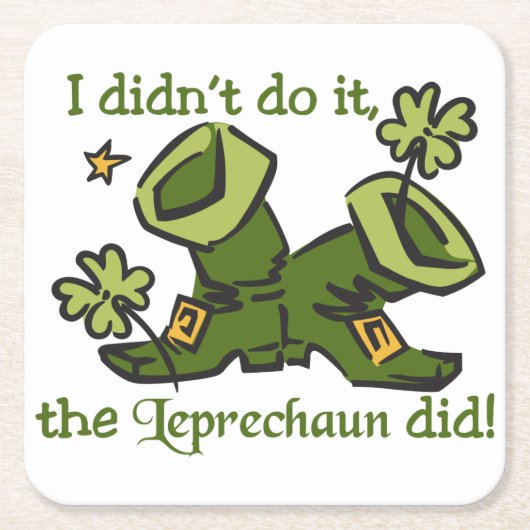 De Leprechaun Vierkante Kartonnen Onderzetter (Voorkant)