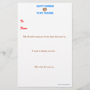 De leraar aan het eind van het jaar bedankt je not