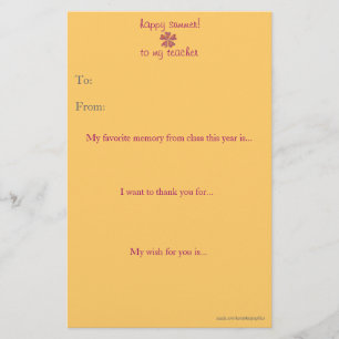 De leraar aan het eind van het jaar bedankt je not
