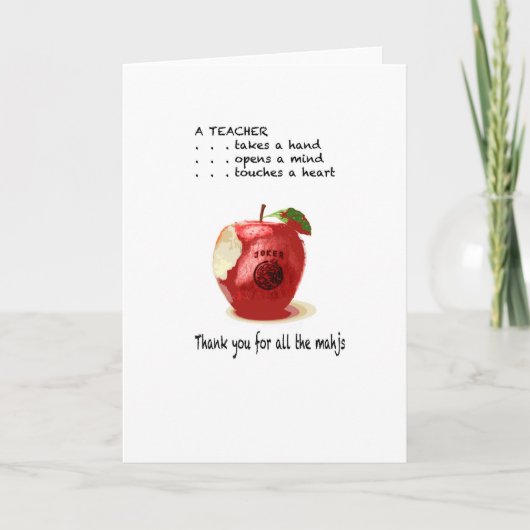 De leraar Mah Jongg dankt u kaardt Bedankkaart (Voorkant)