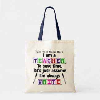 De leraar schrijft altijd - Personaliseer Canvas t Tote Bag