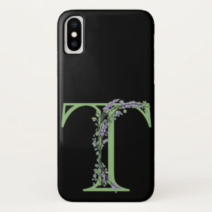 De letter T monogram Lavendel Eucalyptus iPhone X Hoesje