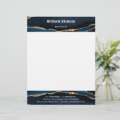 De Lettre Agate Navy Blue Gold Adresse Nom Info en-tête (Debout devant)