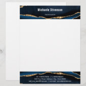 De Lettre Agate Navy Blue Gold Adresse Nom Info en-tête (Devant / Derrière)